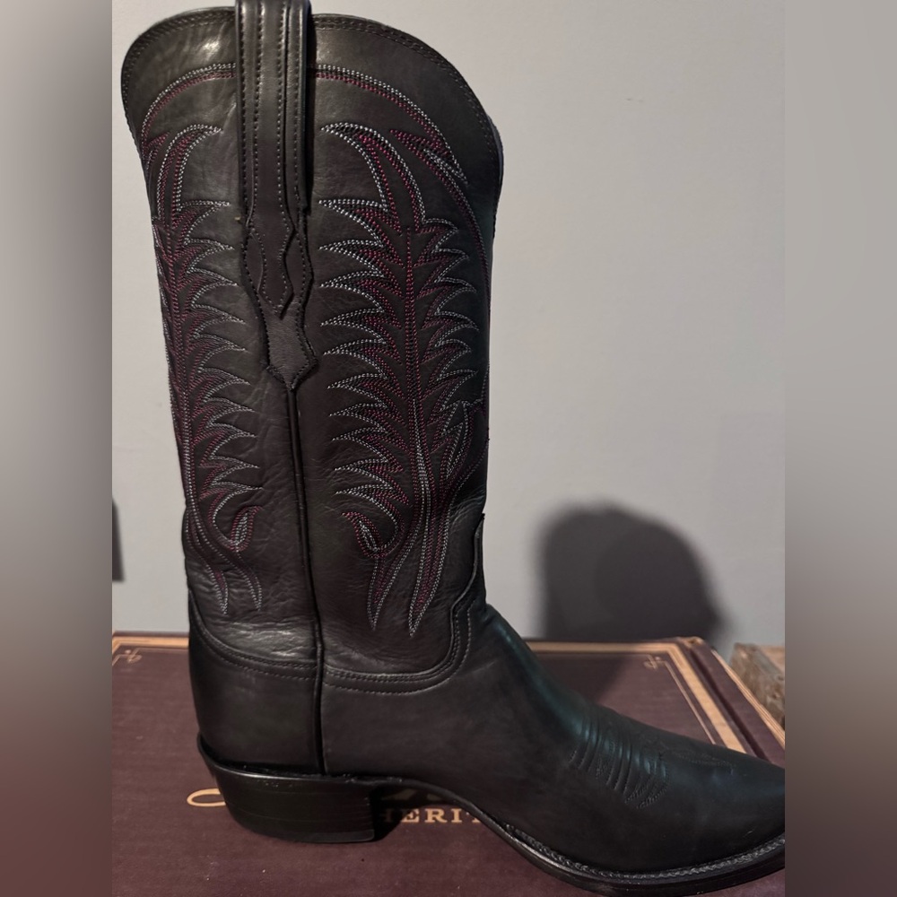 Lucchese Black and Red Western Boots